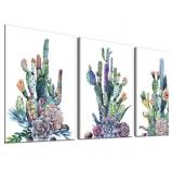 Desert Cactus Canvas Art Print 3 pcs