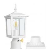 White Outdoor Post Light with Sensor