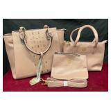 Nude/Pink 3 Pc Handbag Set
