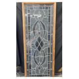 Beveled Textured Leaded Glass Window in Wood