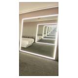 Large Illuminating Mirror with Chrome Frame