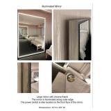 Large Illuminating Mirror with Chrome Frame