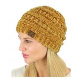 C.C Womenï¿½s Chenille Thick Knit Beanie in Mustard