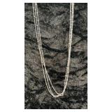 Silver Toned Tri chain Necklace