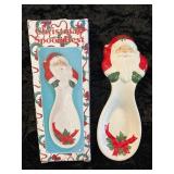 Christmas Santa Ceramic Spoon Rest