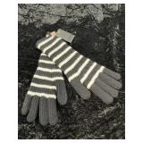 Black & White Striped Long Winter Gloves