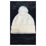 Plush White Beanie with Pom Pom