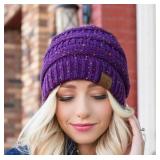 C.C Cozy Confetti Knit Beanie Purple