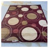 Red/Burgundy Circle Pattern Rug 8 x 11 ft