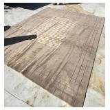 Grey/Beige Handmade Wool Rug 12-1/2 x 10 Ft