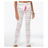 White Scalloped Crochet Cover Up Pants Small