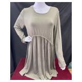 Womenï¿½s Olive Green Boho Long Sleeve Dress XL