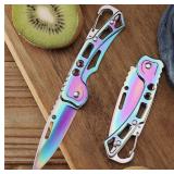 Multicolored Titanium Pocket Knife with Key Ring