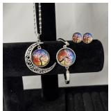 Colorful Tree of Life pendant Jewelry Set