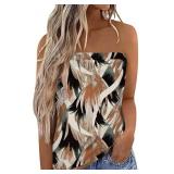 Womenï¿½s Floral Yellow Brush Tube Top Size Medium
