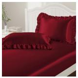 3-Piece Ruffle Satin Pillowcases & Queen Sheet