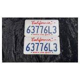 Set of 2 California License Plates