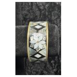 Vintage Jewelry Flower Mosaic Style Cuff Bracelet
