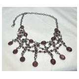 Vintage Deep Fuchsia Beaded Necklace