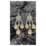 Chandelier Earrings with Blue Rhinestones