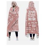 Vprintes Hooded Blanket with Printed Words for Mom