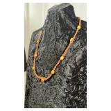 Vintage Leather Braided, Wood Beaded Necklace