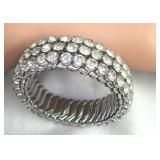 Stretch 3 Row Pronged Set Rhinestone Bracelet