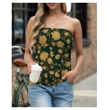 Womenï¿½s Tube Top Green Floral Size Large