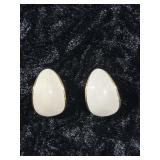 Vintage Teardrop Cream Enamel Earrings