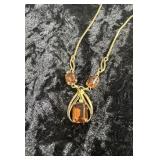 Rare Vintage Burnt Orange Glass Necklace