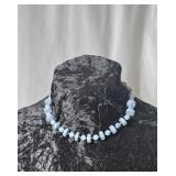 Vintage Necklace Gray Blue Marbled Jewelry