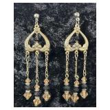 Gold Toned Beaded Chandelier Earrings