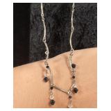 Vintage Wavy Beaded Silver Toned Necklace