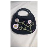 Vintage Knitted Purse with Flower Design