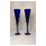 Cobalt Blue Vintage Flute Glasses