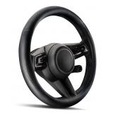 Black Leather Steering Wheel Cover