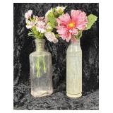 Small Vases with Faux Flowers, 5-1/2 inches tall