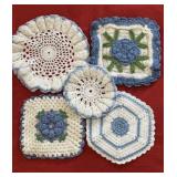 Blue and White Floral Doilies