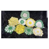 Green and Yellow Floral Doilies