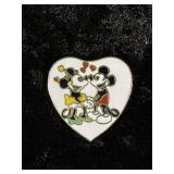 Vintage Walt Disney Mickey & Minnie Heart Pin