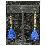 Vintage Blue Buddha Earrings