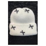 Plush White Beanie with Bows