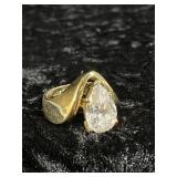 Vintage Gold Plated Pear Cut Cocktail Ring