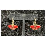 Vintage Laurel Burch Red Peony Earrings