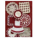Red and White Floral Doilies