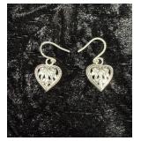 Petite Silver Toned Filigree Style Dangle Earrings