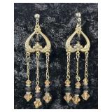 Gold Toned Beaded Chandelier Earrings