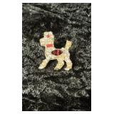 Vintage Gold Toned Poodle Rhinestone Brooch