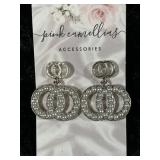 Silver Toned Faux Pearl Earrings
