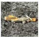 Vintage Silver Airplane Charm Gold Toned Tie Clip